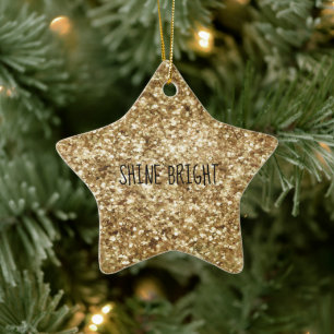 Gold Confetti Glitzer Keramik Ornament