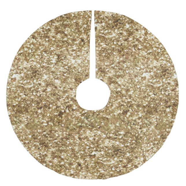 Gold Confetti Glitzer Polyester Weihnachtsbaumdecke (Vorderseite)