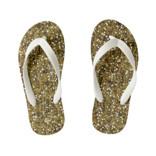 Gold Confetti Glitzer Print Kinderbadesandalen