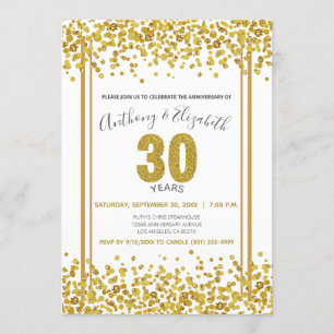 Gold Confetti Glitzer-Style 30th Anniversary Party Einladung