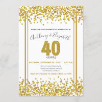Gold Confetti Glitzer-Style 40th Anniversary Party