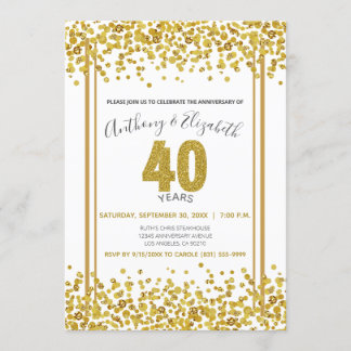 Gold Confetti Glitzer-Style 40th Anniversary Party Einladung
