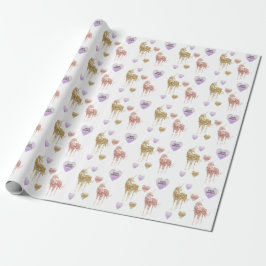 Gold Confetti Glitzer Unicorn Geschenkpapier
