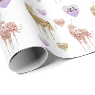 Gold Confetti Glitzer Unicorn Geschenkpapier