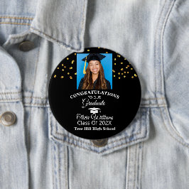 Gold Confetti Graduate Foto Graduation Party Button
