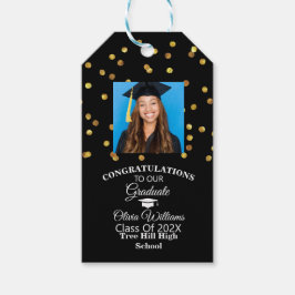 Gold Confetti Graduate Foto Graduation Party Geschenkanhänger