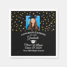 Gold Confetti Graduate Foto Graduation Party Serviette