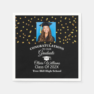 Gold Confetti Graduate Foto Graduation Party Serviette