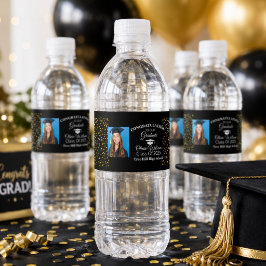 Gold Confetti Graduate Foto Graduation Party Wasserflaschenetikett