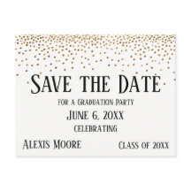 Gold Confetti Graduation Party Save the Date