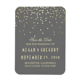 Gold Confetti Gray Save the Date Vintag Magnet