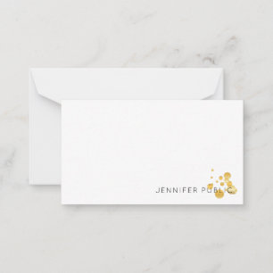 Gold Confetti Hand Script Monogram Elegant Trendy Mitteilungskarte