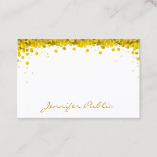 Gold Confetti Handschrift Text Template Modern Visitenkarte