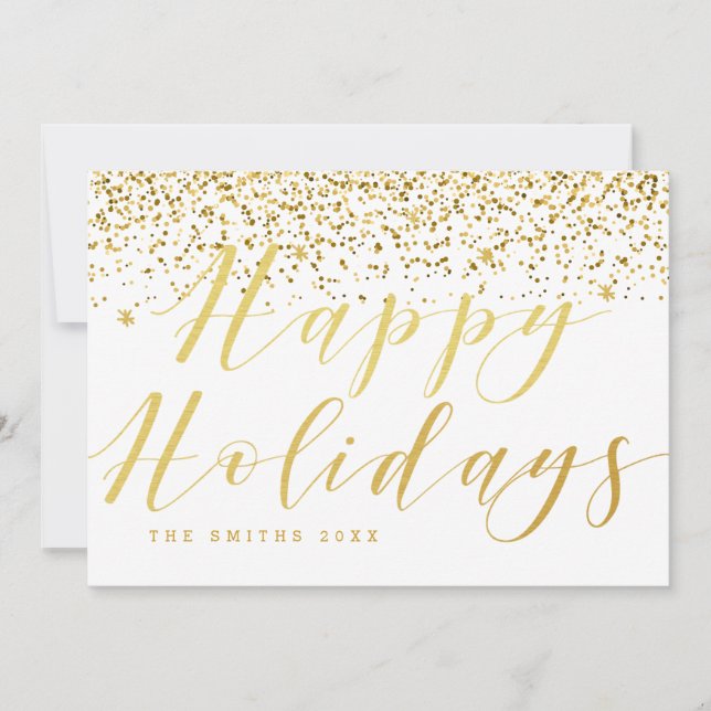 Gold Confetti Happy Holidays Card Feiertagskarte (Vorderseite)