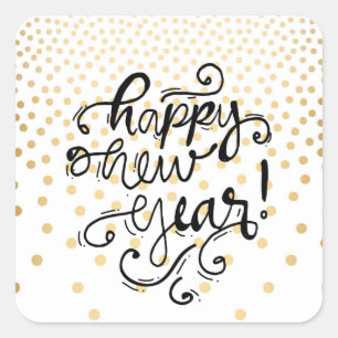 Gold Confetti Happy New Year Stickers