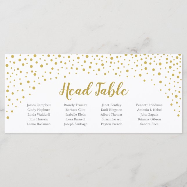 Gold Confetti Head Table Card Programm (Vorderseite)