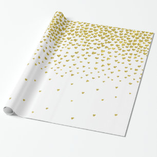 Gold Confetti Hearts Geschenkpapier