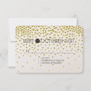 Gold Confetti Hearts UAWG RSVP Karte