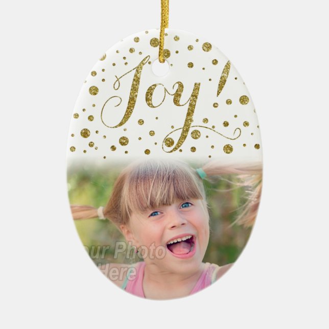 Gold Confetti Joy Sparkle Keramik Ornament (Vorne)