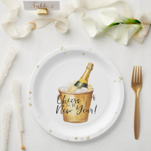 Gold Confetti jubelt für das neue Jahr Pappteller