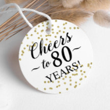 Gold Confetti jubelt zu 80 Jahren Gunst Tags