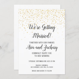 Gold Confetti Kalligraphie Wir werden heiraten Einladung