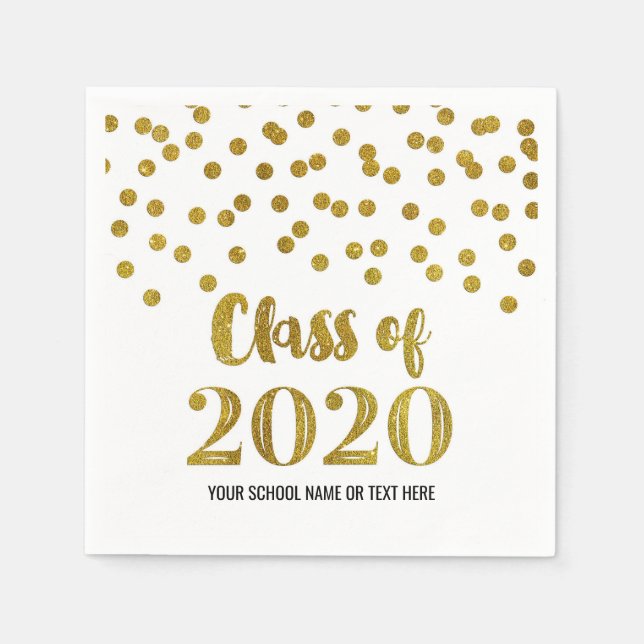 Gold Confetti-Klasse 2020 Abschluss Serviette (Vorderseite)
