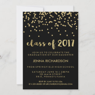 Gold Confetti Klasse von 2017 Graduation Party Bla Einladung
