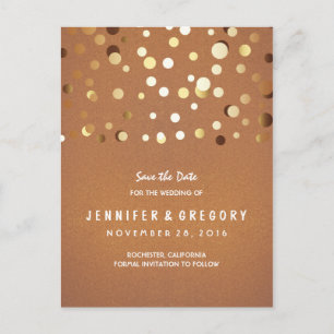 Gold Confetti Lässig und romantisch Save the Date Ankündigungspostkarte