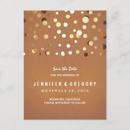 Gold Confetti Lässig und romantisch Save the Date Ankündigungspostkarte