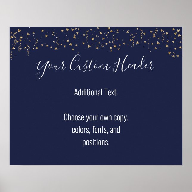 Gold Confetti Lässige Marine machen es selbst fest Poster (Vorne)