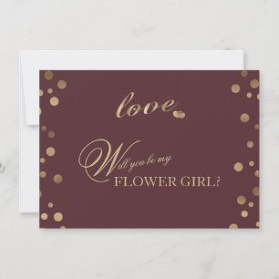 Gold Confetti Liebe Burgundy Wedding Flower Girl