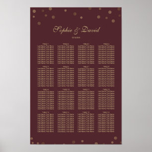 Gold Confetti Liebe Burgundy Wedding Poster