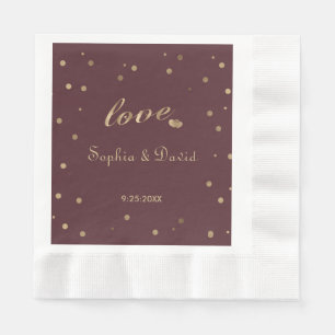 Gold Confetti Liebe Burgundy Wedding Serviette