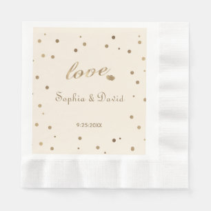 Gold Confetti Liebe Champagne Wedding Serviette