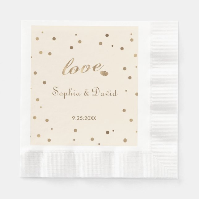 Gold Confetti Liebe Champagne Wedding Serviette (Vorderseite)