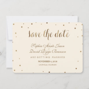 Gold Confetti Liebe Champagner Hochzeit speichern  Save The Date