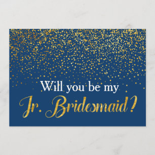 Gold Confetti Marine Werden Sie mein Jr. Bridesmai Einladung