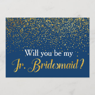 Gold Confetti Marine Werden Sie mein Jr. Bridesmai Einladung
