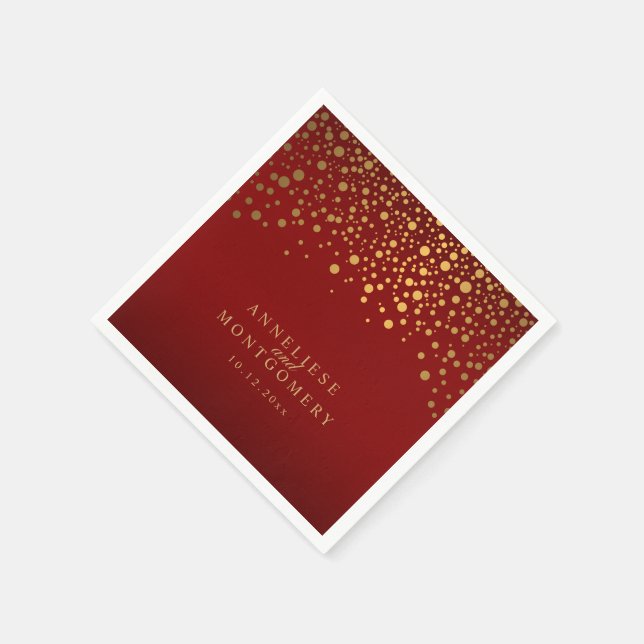 Gold Confetti Maroon Red Serviette (Ecke)