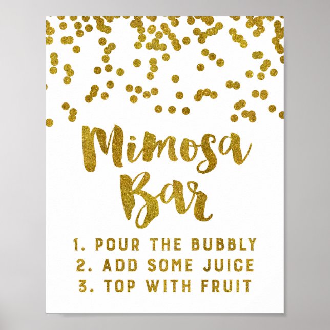 Gold Confetti Mimosa Bar Sign Wedding Poster (Vorne)