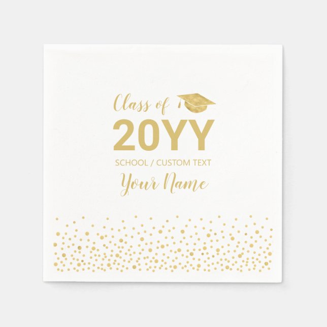 Gold Confetti Modern Graduation Party Gunst Serviette (Vorderseite)