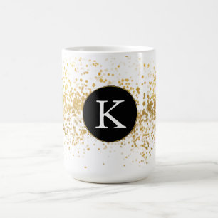 Gold Confetti Monogram Kaffeetasse