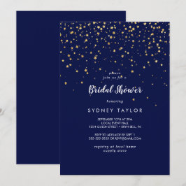 Gold Confetti | Navy Brautparty Einladung