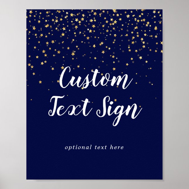 Gold Confetti | Navy Hochzeit Benutzerdefiniertes  Poster (Vorne)
