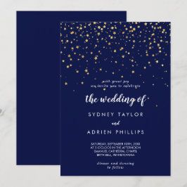 Gold Confetti | Navy Hochzeit der Einladung