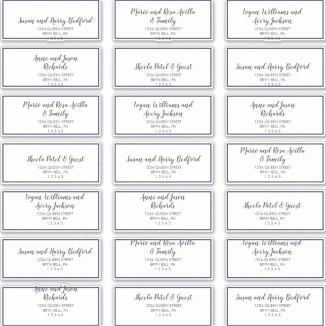 Gold Confetti | Navy Wedding Guest Address Labels (Vorderseite)