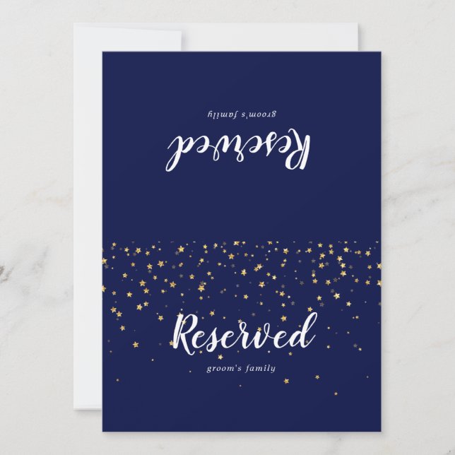 Gold Confetti | Navy Wedding Reservierte Zeichen (Vorderseite)