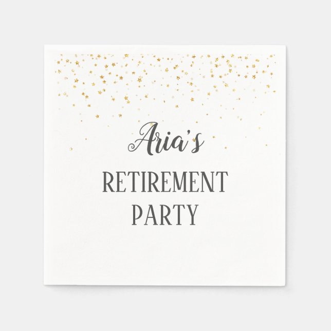 Gold Confetti Pensioni Party Napkins Serviette (Vorderseite)