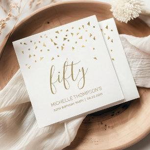 Gold Confetti Personalisiert 50. Geburtstagsparty Serviette